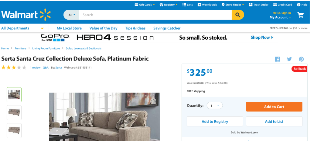 Product Page on Walmart